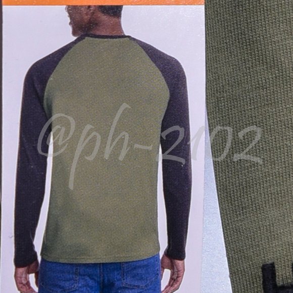 Hurley Men's Raglan Long Sleeve Tee GREEN/GRAY XL XXL - Picture 6 of 6